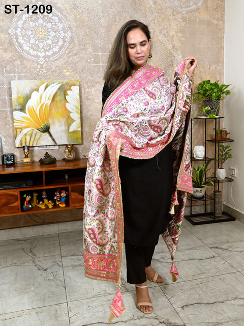 Magenta Dupatta Banarasi Long Brocade Dupatta Chunni Bridal Veil Wedding Lehenga Shawls Wraps Punjabi Dress Head Scarf Women Gift Mother