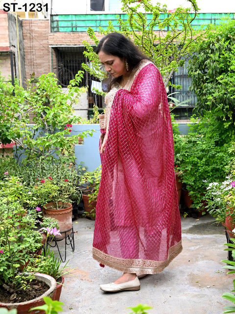 Magenta Organza Designer Dupatta for women, Bridal Wedding lehenga Chunni/Veil Beads Sequin Scarf Indian Ethnic Dress Stole Gift Bridesmaid