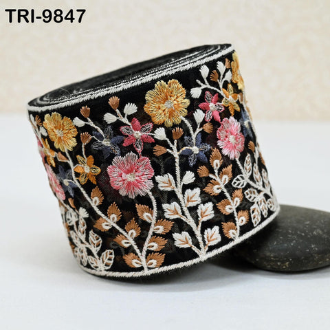 9 Yard Embroidery Ribbon 10 cm Fabric Trim Embroidered Border DIY Crafting Sewing Indian Tote Bags Theatrical Costumes Holiday Ornaments