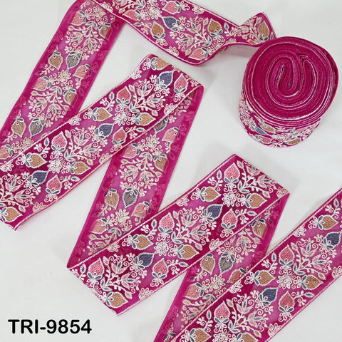 9 Yard Embroidery Ribbons Trim Embellishment Embroidered Saree Border Theatrical Costumes Crafting Sew Holidays Wreaths Decor Fuchsia 8cm