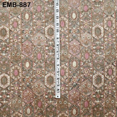 Embroidered Fabric by the yard On Tulle Sewing DIY Crafting Indian Embroidery Wedding Dress Costumes Dolls Bags Cushion Covers Table Runners