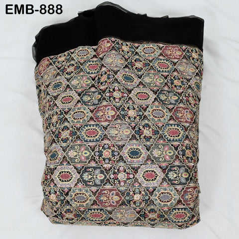 Embroidered Fabric by the yard On Tulle Sewing DIY Crafting Indian Embroidery Wedding Dress Costumes Dolls Bags Cushion Covers Table Runners