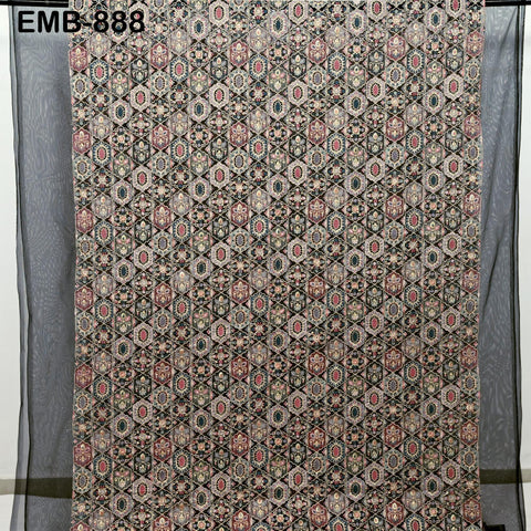 Embroidered Fabric by the yard On Tulle Sewing DIY Crafting Indian Embroidery Wedding Dress Costumes Dolls Bags Cushion Covers Table Runners