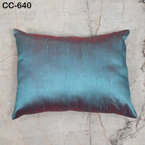 Iridescent Blue Red Silk Lumbar Pillow Cover: Handmade Dupioni Sham