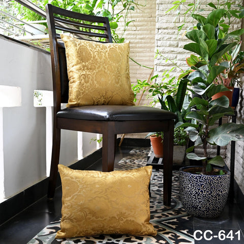 Ivory Gold Brocade Cushion Cover: Luxury Banarasi Silk Pillow Sham