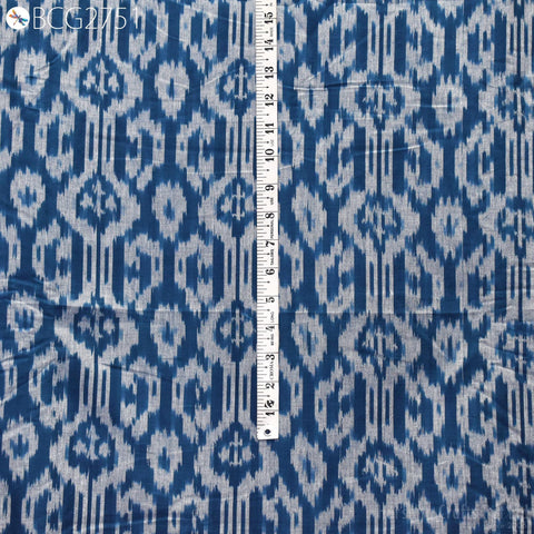 Blue Indian Ikat Cotton Fabric by the yard 2/60 Handwoven Kids Summer Dresses Handloom Home Decor Quilting Crafting Sewing Drapery Curtains