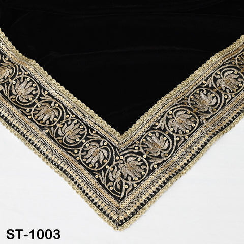 Black Velvet Dupatta Gold Zari Embroidery on edges, Tradition dupatta Chunni Bridal Veil Lehenga Embroidered Festival Punjabi Women Gift Mom