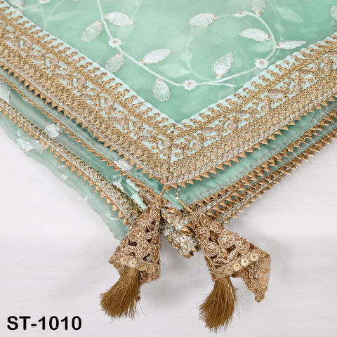 Ice Blue Dupatta Organza Gotta Dupatta Light Weight Indian Bride Wedding Lehenga Chunni Veil Scarf Women Festive Dress Gifts for Wife Mother