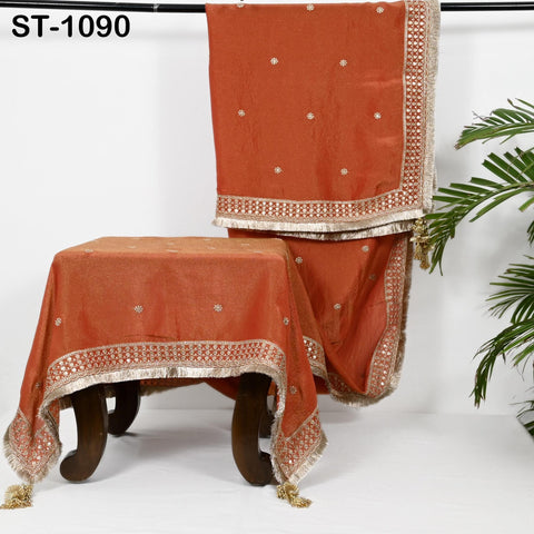 Red Zari Tissue Dupatta for Women, Bridal Wedding lehenga Heavy Chunni Veil Sequin Scarf, Indian Ethnic Dress Costume Bridesmaid's Gift