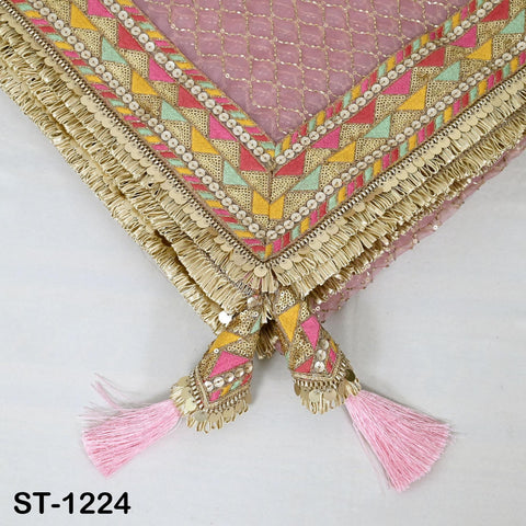 Pink Organza Designer Dupatta for women Bridal Wedding lehenga Chunni/Veil Beads Sequin Scarf Indian Ethnic Dress Stole Gift Bridesmaid