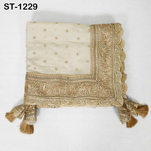 Gold Zari Tissue Dupatta for Women, Bridal Wedding lehenga Heavy Chunni Veil Sequin Scarf, Indian Ethnic Dress Costume Bridesmaid's Gift