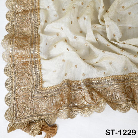 Gold Zari Tissue Dupatta for Women, Bridal Wedding lehenga Heavy Chunni Veil Sequin Scarf, Indian Ethnic Dress Costume Bridesmaid's Gift