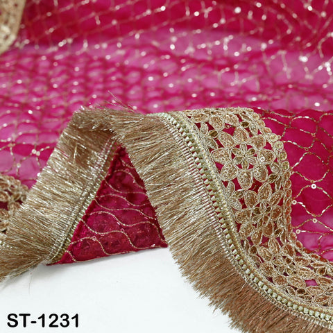 Magenta Organza Designer Dupatta for women, Bridal Wedding lehenga Chunni/Veil Beads Sequin Scarf Indian Ethnic Dress Stole Gift Bridesmaid