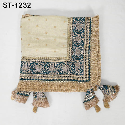 Teal Gold Zari Tissue Dupatta for Women Bridal Wedding lehenga Heavy Chunni Veil Sequin Scarf, Indian Ethnic Dress Costume Bridesmaid's Gift