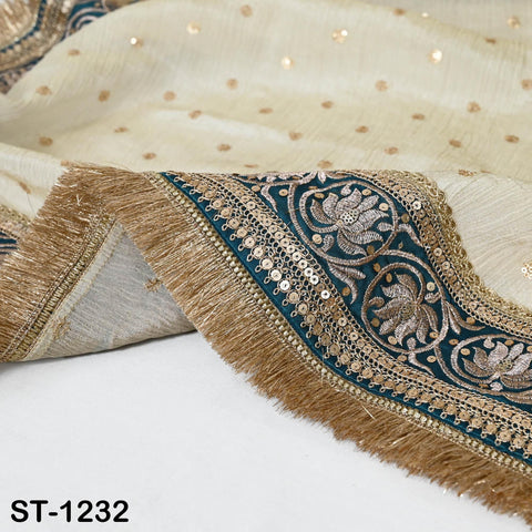 Teal Gold Zari Tissue Dupatta for Women Bridal Wedding lehenga Heavy Chunni Veil Sequin Scarf, Indian Ethnic Dress Costume Bridesmaid's Gift