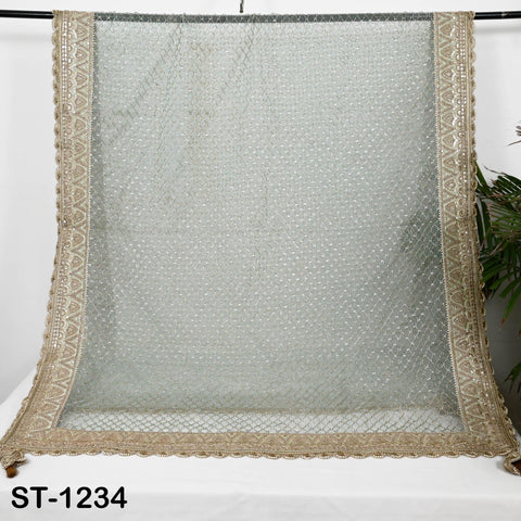 Mint Green Organza Designer Dupatta Women Bridal Wedding lehenga Chunni/Veil Beads Sequin Scarf Indian Ethnic Dress Stole Gift Bridesmaid