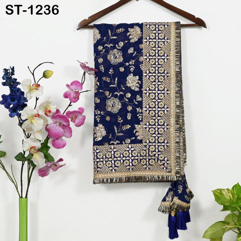 Blue Georgette Designer Dupatta for women, Bridal Wedding lehenga Chunni/Veil Sequin Scarf Indian Ethnic Dress Stole Ideal Gift Bridesmaid