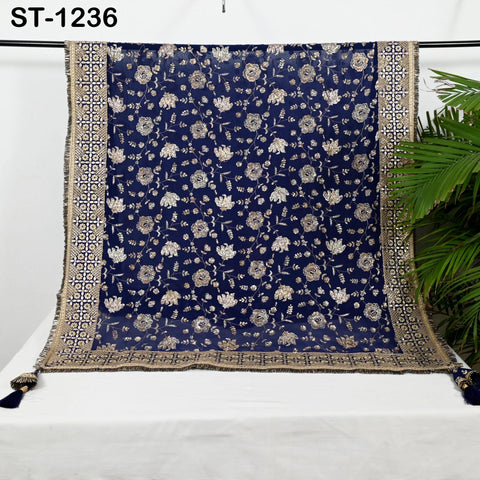 Blue Georgette Designer Dupatta for women, Bridal Wedding lehenga Chunni/Veil Sequin Scarf Indian Ethnic Dress Stole Ideal Gift Bridesmaid