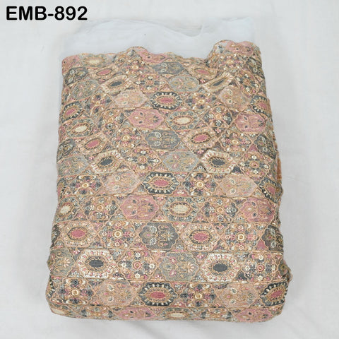 Embroidered Fabric by yard On Tulle Sewing Crafting Indian Embroidery Bride Wedding Dress Victorian Costumes Renaissance Dresses Tutu Maker