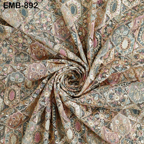 Embroidered Fabric by yard On Tulle Sewing Crafting Indian Embroidery Bride Wedding Dress Victorian Costumes Renaissance Dresses Tutu Maker