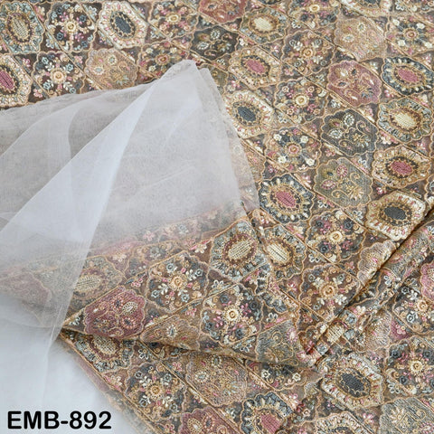 Embroidered Fabric by yard On Tulle Sewing Crafting Indian Embroidery Bride Wedding Dress Victorian Costumes Renaissance Dresses Tutu Maker