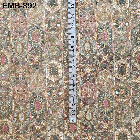 Embroidered Fabric by yard On Tulle Sewing Crafting Indian Embroidery Bride Wedding Dress Victorian Costumes Renaissance Dresses Tutu Maker