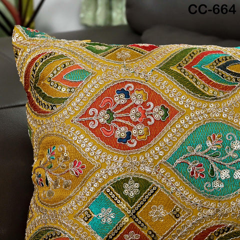 Embroidered Pillowcase | Indian Handmade Embroidery Throw Pillow cover Decorative Body Sham, Cushion Cover Boho Home Decor HouseWarming Gift