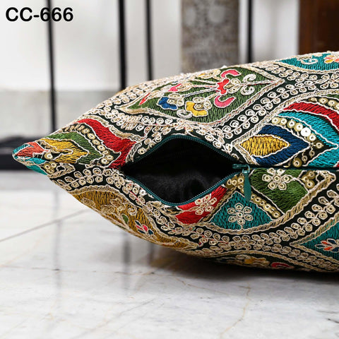 Embroidered Pillowcase | Indian Handmade Embroidery Throw Pillow cover Decorative Body Sham, Cushion Cover Boho Home Decor HouseWarming Gift