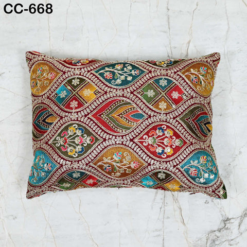 Embroidered Pillowcase | Indian Handmade Embroidery Throw Pillow cover Decorative Body Sham, Cushion Cover Boho Home Decor HouseWarming Gift