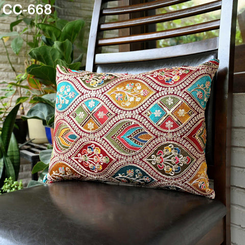 Embroidered Pillowcase | Indian Handmade Embroidery Throw Pillow cover Decorative Body Sham, Cushion Cover Boho Home Decor HouseWarming Gift