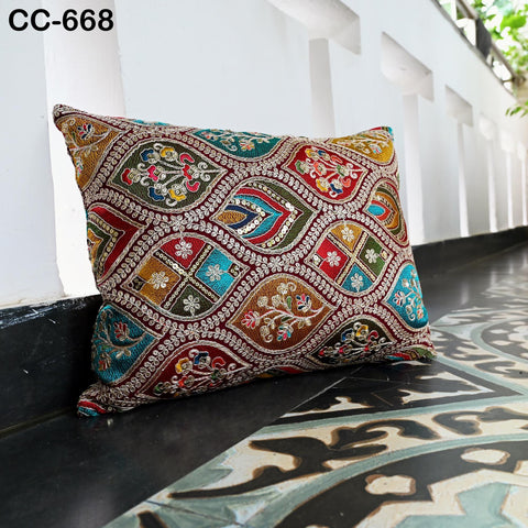 Embroidered Pillowcase | Indian Handmade Embroidery Throw Pillow cover Decorative Body Sham, Cushion Cover Boho Home Decor HouseWarming Gift