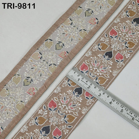 9 Yard Embroidery Ribbons Trim Embellishment Embroidered Saree Border Theatrical Costumes Crafting Sew Holidays Wreaths Decor Brown 8cm