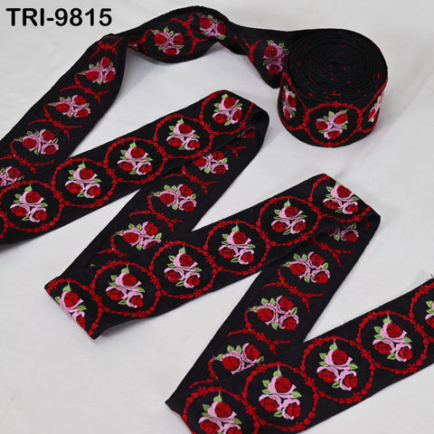 9 Yard Embroidery Ribbons Trim 8cm Disney Roses Indian Sari Border Embroidered Crafting Sewing Costumes Lampshade Home Decor Trimming