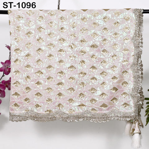 White Georgette Designer Dupatta for women, Bridal Wedding lehenga Chunni/Veil Sequin Scarf Indian Ethnic Dress Stole Ideal Gift Bridesmaid