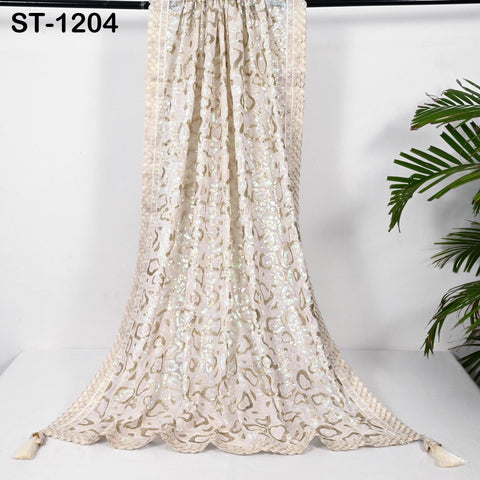 White Georgette Designer Dupatta for women, Bridal Wedding lehenga Chunni/Veil Sequin Scarf Indian Ethnic Dress Stole Ideal Gift Bridesmaid