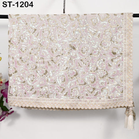 White Georgette Designer Dupatta for women, Bridal Wedding lehenga Chunni/Veil Sequin Scarf Indian Ethnic Dress Stole Ideal Gift Bridesmaid