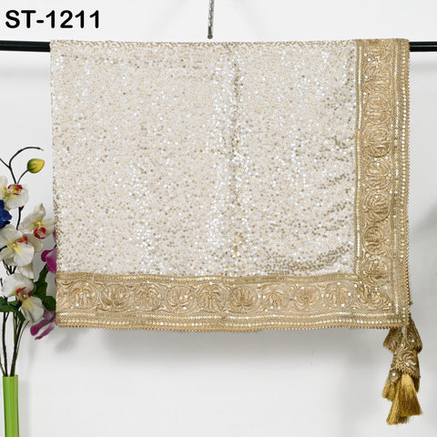 White Chiffon Designer Dupatta for women, Bridal Wedding lehenga Chunni/Veil Sequin Scarf Indian Ethnic Dress Stole Ideal Gift Bridesmaid