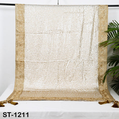 White Chiffon Designer Dupatta for women, Bridal Wedding lehenga Chunni/Veil Sequin Scarf Indian Ethnic Dress Stole Ideal Gift Bridesmaid