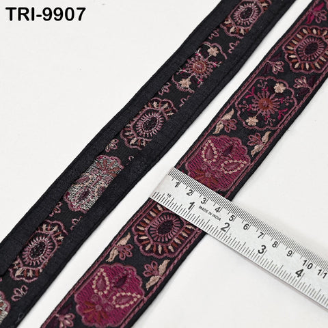 9 Yard Black 4cm Embroidery Trims Ribbon Indian Sari Border Embroidered Crafting Sewing Costume Tote Bags Tablecloth Lampshade Home Decor