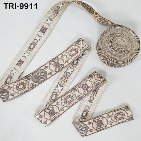 9 Yard Ivory 4cm Embroidery Trims Ribbon Indian Sari Border Embroidered Crafting Sewing Costume Tote Bags Tablecloth Lampshade Home Decor