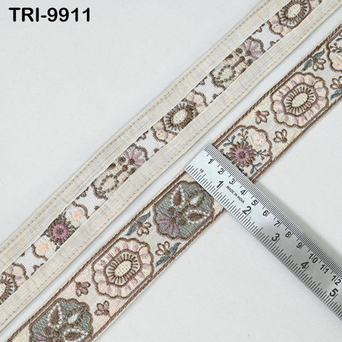 9 Yard Ivory 4cm Embroidery Trims Ribbon Indian Sari Border Embroidered Crafting Sewing Costume Tote Bags Tablecloth Lampshade Home Decor
