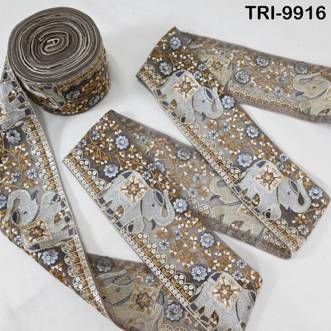 3 Yard Embroidery Saree Border Theatrical Costumes Crafting Sewing Holidays Decorations 9cm Elephants Ribbons Trims Embroidered Fabric