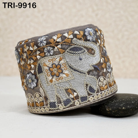 3 Yard Embroidery Saree Border Theatrical Costumes Crafting Sewing Holidays Decorations 9cm Elephants Ribbons Trims Embroidered Fabric