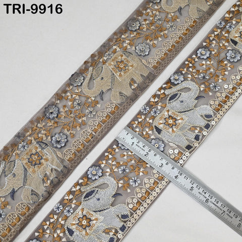 3 Yard Embroidery Saree Border Theatrical Costumes Crafting Sewing Holidays Decorations 9cm Elephants Ribbons Trims Embroidered Fabric