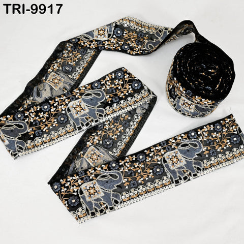 9 Yard Embroidery 9cm Elephants Ribbons Trims Embroidered Fabric Saree Border Theatrical Costumes Crafting Sewing Holidays Decorations
