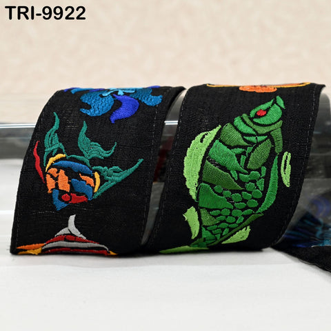 3 Yard Indian Multicolor Crafting Embroidered Decorative Costumes Curtains Home Decor Trimmings Embroidery Ribbon 60mm Trim Sari Border