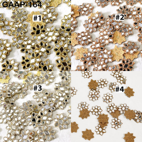 50 Indian Handmade Floral Applique Golden Patches Sewing Patch Zardozi Bridal Handcrafted Silver Embellish Headband DIY Crafting Home Decor