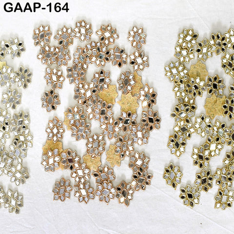 50 Indian Handmade Floral Applique Golden Patches Sewing Patch Zardozi Bridal Handcrafted Silver Embellish Headband DIY Crafting Home Decor