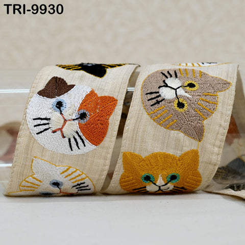 3 Yard Indian Tote Bags, Holiday Decor Embroidered Embellishments 56mm Cat Embroidery Ribbon for Kids Crafting Sewing Costumes Dog Collars