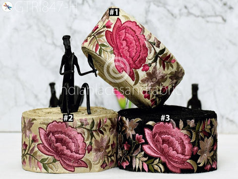 9 Yard Embroidered 6CM Fabric Trim Floral Saree Border DIY Crafting Sewing Ribbon Beach Bag Home Decor Embellishment Tape Drapery Home Decor